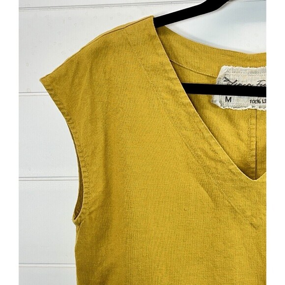 Linen Feels Spells Of Nature Womens Linen Boxy Top M Minimalist Mustard Beach - Picture 2 of 8